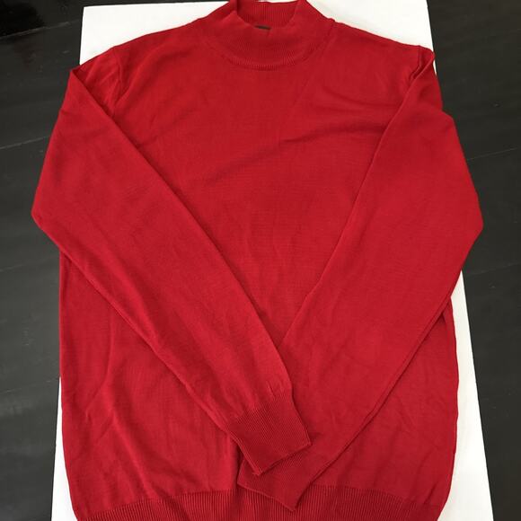 Tailored Recreation Premium Sweater Mens XL Red Wool Blend Mock Neck Fitted EUC - Picture 1 of 6
